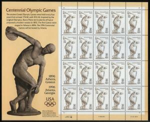 1996 32c Olympic Games, Discobolus, Sheet of 20 Scott 3087 Mint F/VF NH