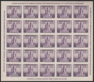 # 731 Used Deep Violet Century Of Progress Souvinir Sheet