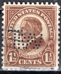 U.S.A.; 1927; Sc. # 633;  Used  Perf. 11x10 1/2 Single Stamp W/Perfins