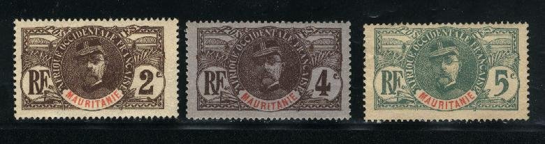 Mauritania #2-4   Mint  VF 1906-07 PD