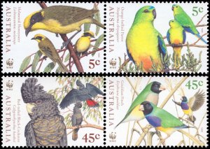 Australia 1998 Sc 1676a, 1678a Birds Honeyeater Parrot Cockatoo Finch CV $4
