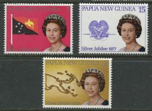 Papua New Guinea - Scott 462-64- Silver Jubilee-1977- MNH- Set of 3 Stamp