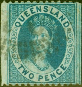 Queensland 1876 2d Deep Blue SG100var P.12 x Imperf Fine Used Scarce