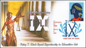 22-039, 2022, Title IX, First Day Cover, Digital Color Postmark, Washington DC,