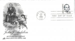 1985 FDC, #1863, 22c John James Audubon, 3 diff. cachets