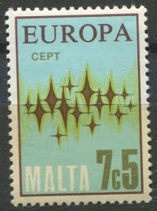 Malta Sc#453 MNH, 7c5m lt bl & multi, Europa (C.E.P.T.) 1972 - Stars (1972)