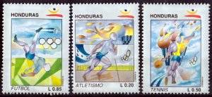 Honduras 1992 Sc#374/376 SUMMER OLYMPICS BARCELONA /Tennis/Soccer/Set (3) MNH