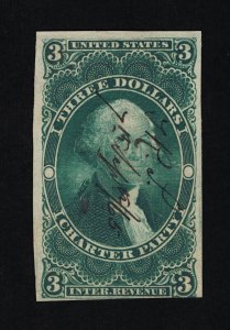 EXCEPTIONAL GENUINE SCOTT R85a F-VF 1862-71 GREEN 1ST ISSUE CHARTER PARTY #18547