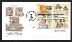 UNITED STATES FDC 29¢ National Postal Museum PLATE BLOCK 1993 Artmaster