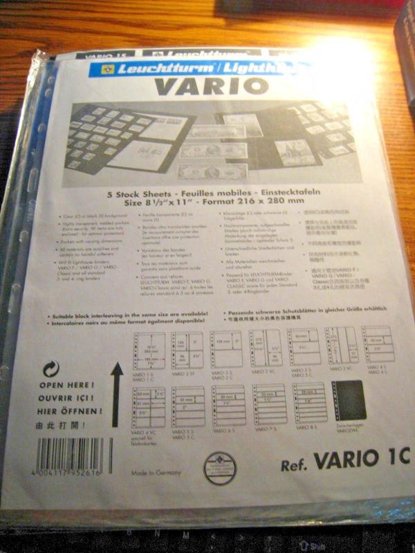 VARIO STAMP STOCK SHEETS - 16 UNOPENED PACKAGES OF 5 SHEETS EACH - 11 DIFFERENT 