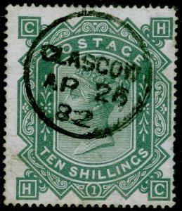 SG128, SCARCE 10s greenish grey, FU, CDS. Cat £3200.WMK MALTESE CROSS. HC 