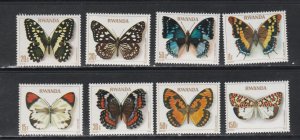 Rwanda # 905-912, Butterflies, Mint NH, 1/2 Cat.