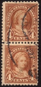 1923, US 4c, Martha Washington, Used pair, Sc 556