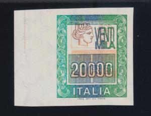 Italy Sc 1297, Sasone 1462Bb, MNH. 1987 20,000L Italia imperf ERROR, Cert.