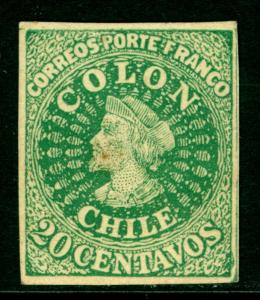 CHILE 1900s  COLUMBUS  20c green - UNOFFICIAL REPRINT