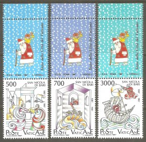 VATICAN Sc# 803 - 805 MNH FVF Set8 w Label Saint Nicholas Santa Claus Christmas