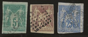 French Colonies 31,34,35 Used F/VF 1877 SCV $23.75 (jr)