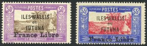 Wallis & Futuna Scott 108-09 MF-VFNHOG - New Caledonia Overprints - SCV $7.50