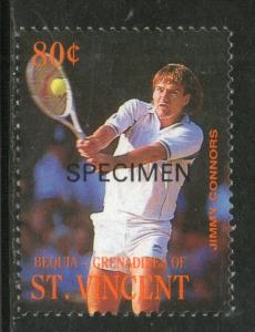 St. Vincent Gr.-BEQUIA 1988 Tennis Jimmy Connors Sc 262 O/p SPECIMEN MNH # ...