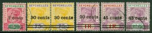 SG 41-45 Seychelles 1902 set of 5. 75c pair with narrow ‘0’ in 30. Very fine