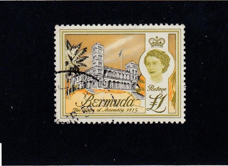 BERMUDA # 191 VF-LIGHTLY USED QE11 ONE POUND