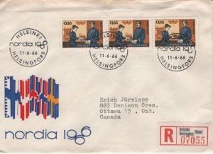 Finland 1966 FDC Sc 439 35p Old Post Office (3) Registered to Canada