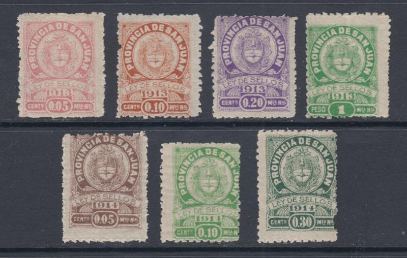 Argentina, San Juan, 1913-1914 Municipal Tax Fiscals, 7 different