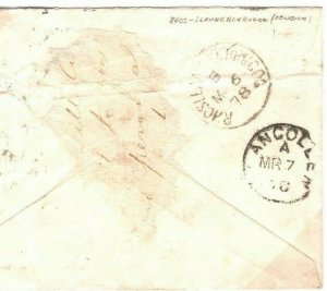 GB WALES Cover *RHOSLLANERCHRUGOG* Rare Village Receiver Denbighshire 1878 89.10 