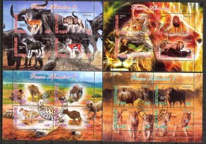 {g124} Chad 2012 Fauna Animals (1) 4 sheets Used / CTO Cinderella