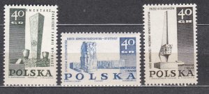 Poland 1967 MNH Stamps Scott 1485-1487 Second World War II Monuments Memorials