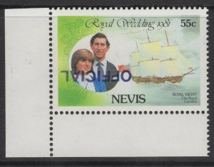 NEVIS SGO25gc 1983 55c ROYAL WEDDING OVERPRINT INVERTED MNH