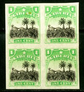 Liberia Stamps # 115 Imp Block of 4 XF OG NH Rare Imperforate Block Of 4