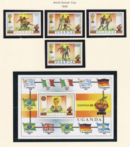 Uganda # 327-330, 331, World Cup Soccer, Mint NH, 1/2 Cat.