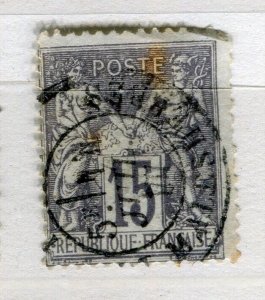 FRENCH COLONIES; 1890s classic Tablet type used 15c. value Postmark,