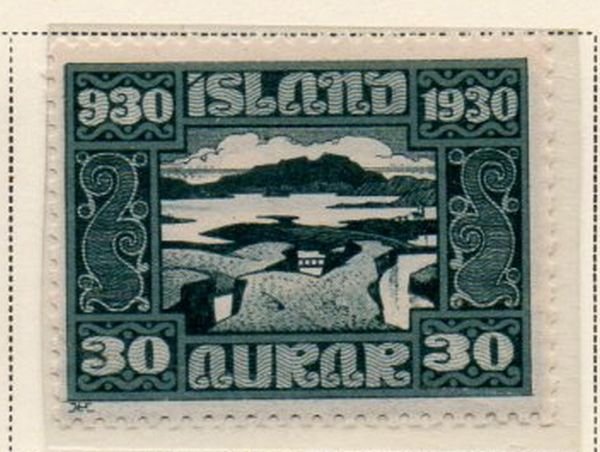 Iceland Sc 159 1930 30 aur Thingvalla Lake stamp mint