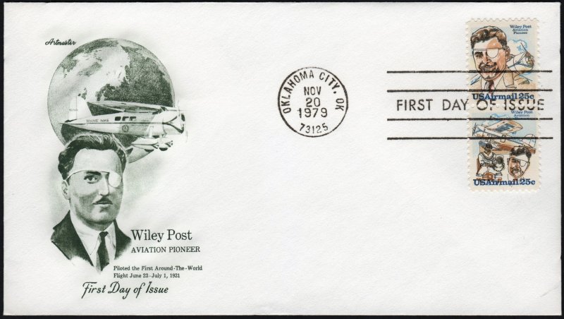 SC#C95-96 25¢ Wiley Post Pair FDC: Artmaster (1979) Unaddressed