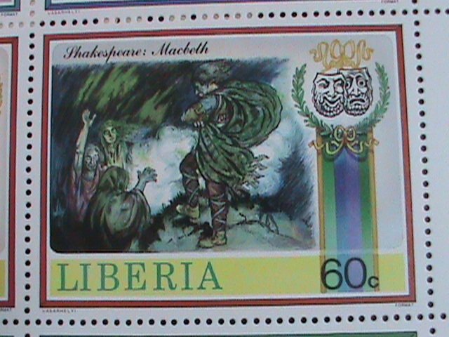 LIBERIA STAMP: 1987-SC#1060 SHAKESPEARE PLAYS MNH FULL  SHEET,