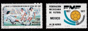 Mexico # C534-535, Soccer Federation 50th Anniversary. Mint NH, 1/2 Cat.