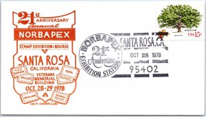 US SPECIAL EVENT COVER NORBAPEX EXHIBITION AT SANTA ROSA CALIFORNIA 1978 - C