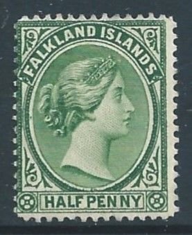 Falkland Islands #9 Mint No Gum 1/2p Queen Victoria - Green