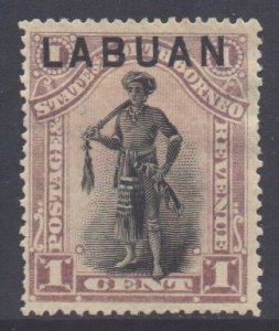 Labuan North Borneo Scott 72 - SG89, 1897 Dyak Chief 1c MH*