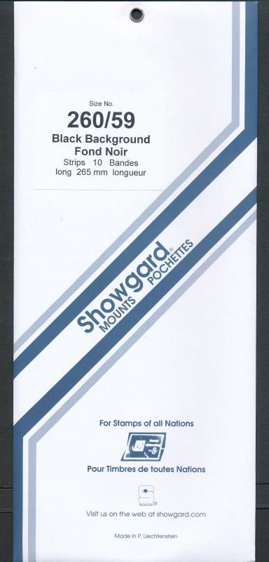 Showgard Stamp Mount 59/260 mm - BLACK (Pack of 10) (59x260  59mm)  STRIP 