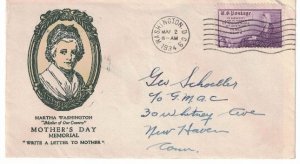 1934 FDC, #737, 3c Mother's Day, Linprint