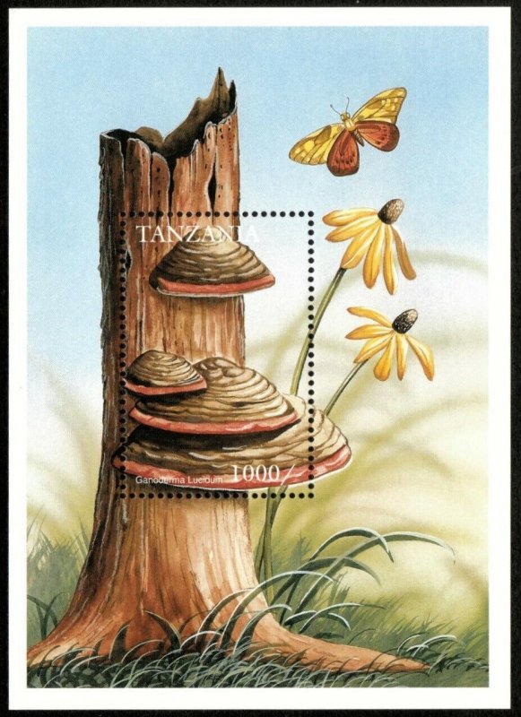 Tanzania 1996 - Mushrooms, Butterfly - Souvenir Stamp Sheet - Scott #1538 - MNH