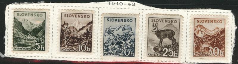 Slovakia Slovenska Scott 45-49 MH* 1940 set