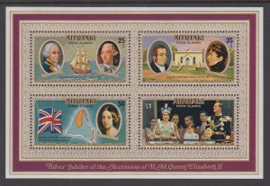 Aitutaki 151c Queen Elizabeth II Silver Jubilee Souvenir Sheet MNH VF