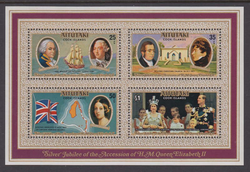 Aitutaki 151c Queen Elizabeth II Silver Jubilee Souvenir Sheet MNH VF