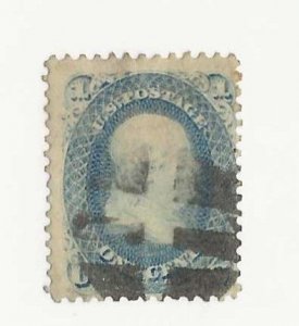 USA Sc #63 1c blue  used with a cork cancel FVF