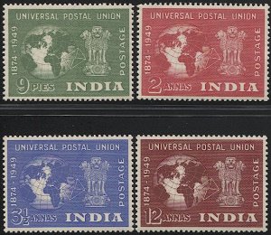 INDIA 1949 Sc 223-226, Mint NH  MNH VF - UPU set of four, Earth