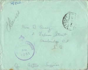 South Africa Soldier's Free Mail 1942 Egypt 55, Postage Paid APO 3 Hamra, Egy...